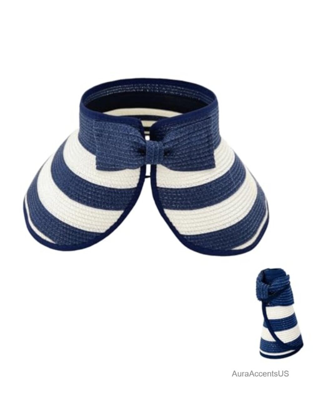 Wide Brim Woven Sun Hat UPF 50+ Foldable Ponytail Beach Travel